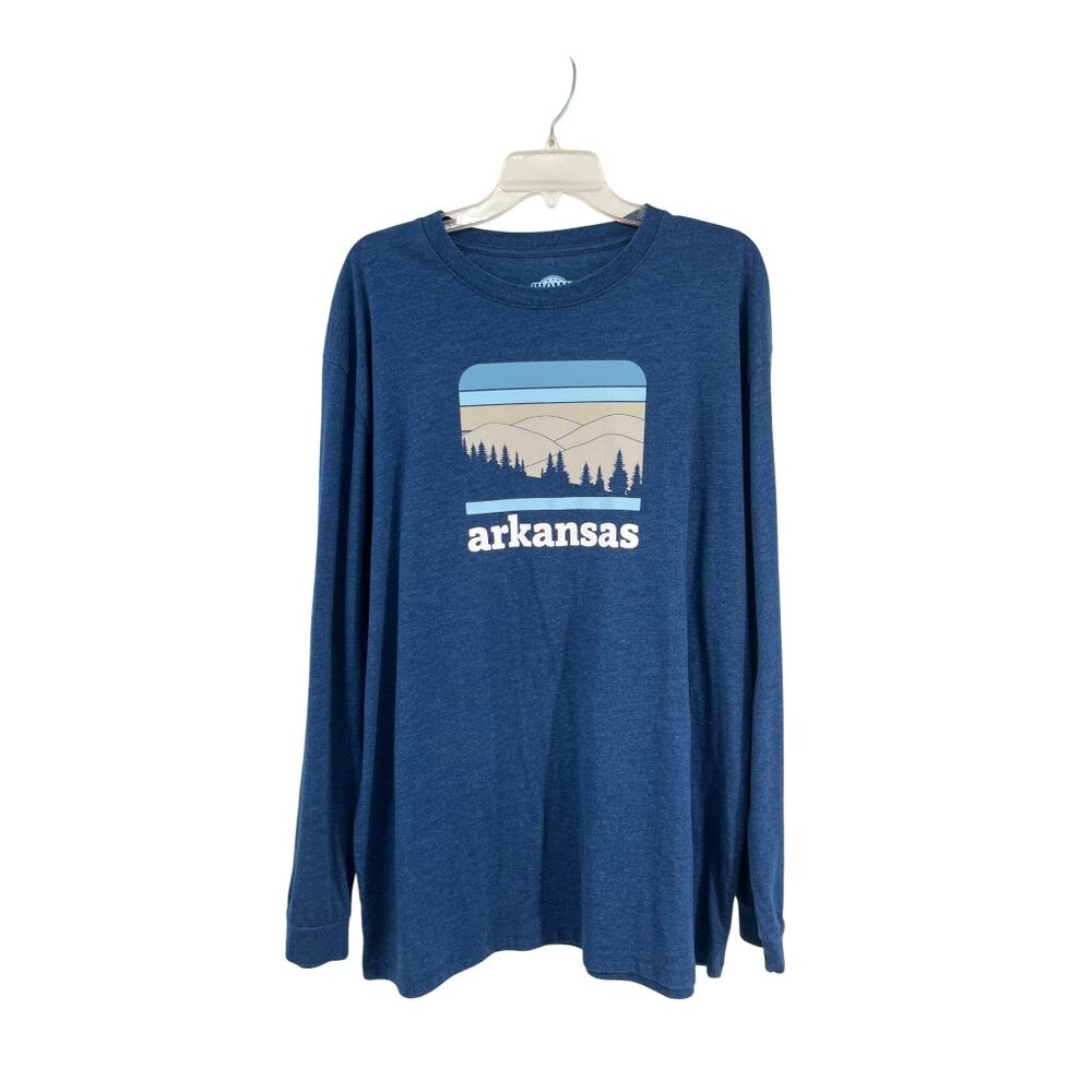 Home Free Arkansas Long Sleeve Shirt Mens XL Navy Graphic Tee Used Casual